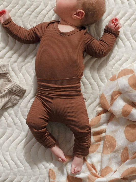 Bamboo Fold Down Leggings - Chocolate Clothing Kiin ®