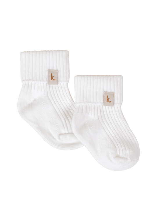 Cotton Ribbed Baby Socks - Ivory Clothing Kiin ®