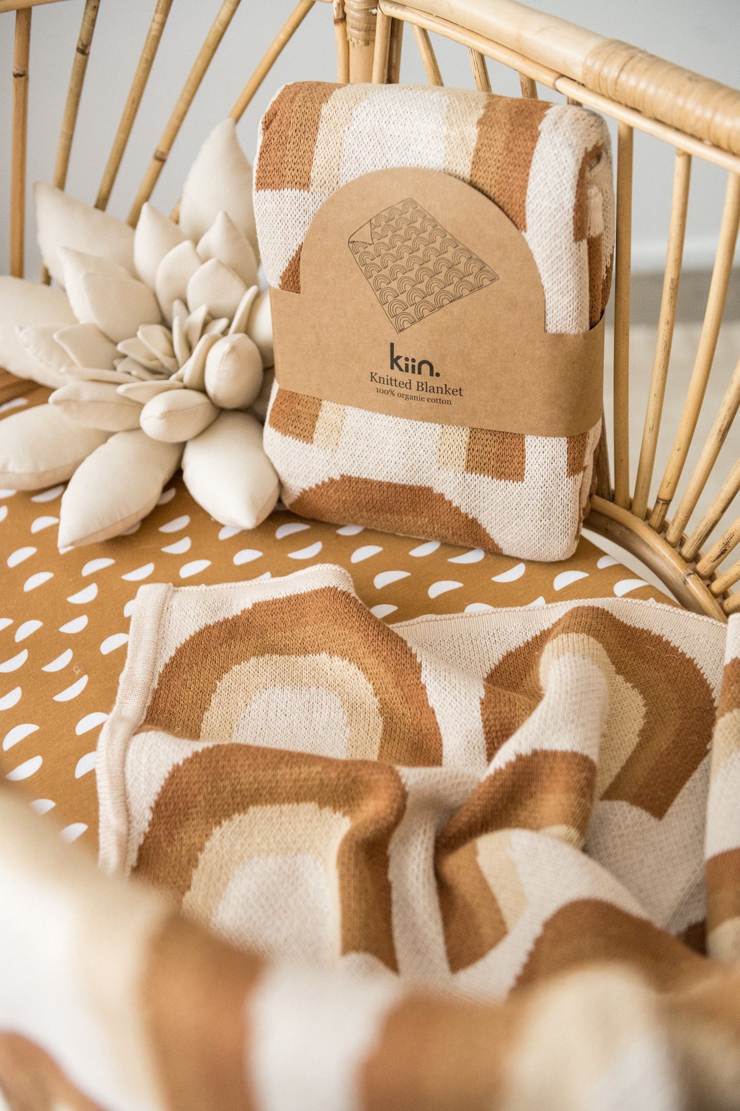 Organic Cotton Knitted Rainbow Blanket Blanket Kiin Baby