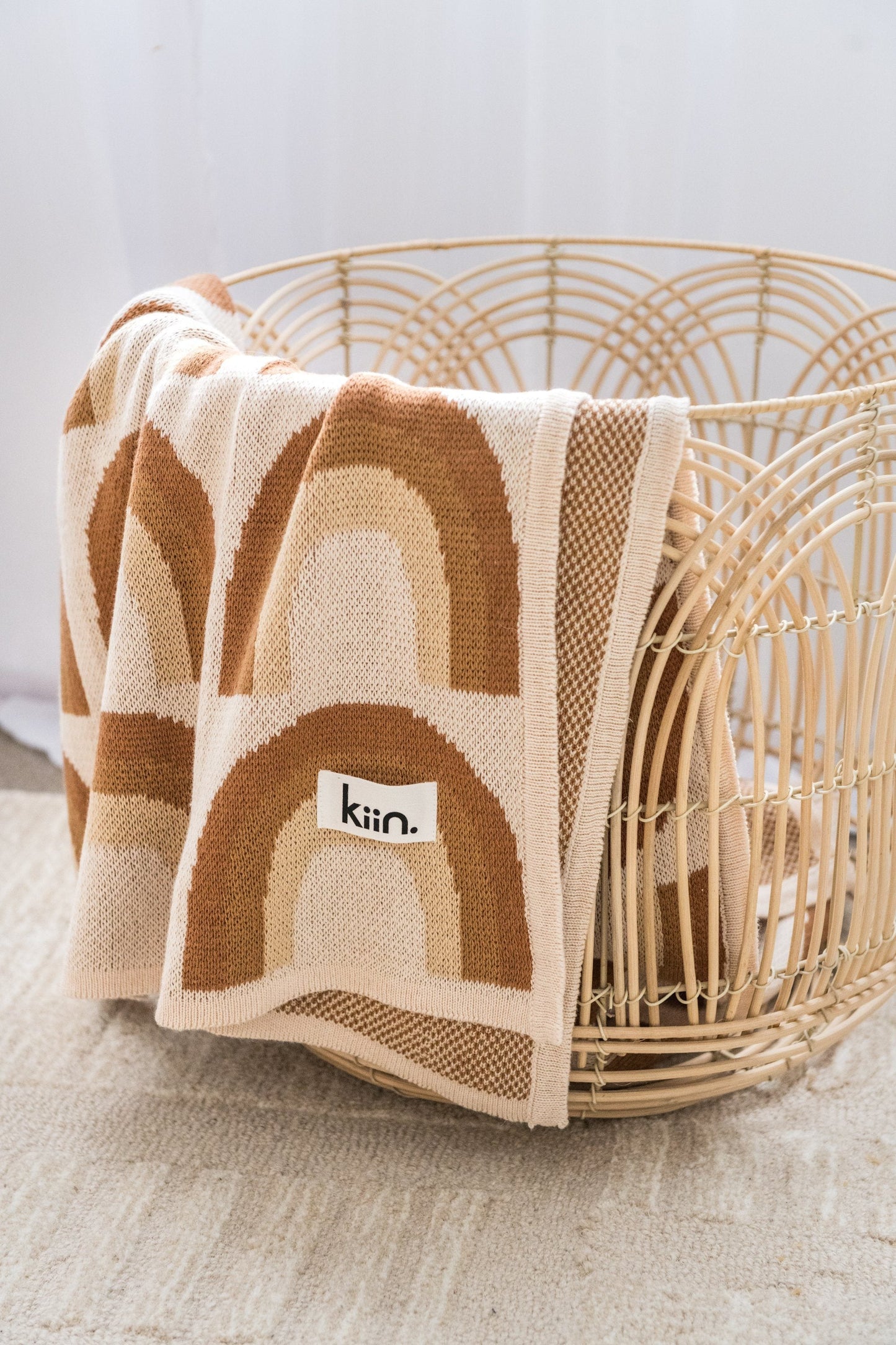 Organic Cotton Knitted Rainbow Blanket Blanket Kiin Baby