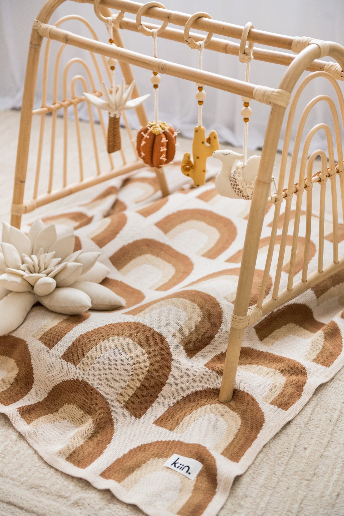 Organic Cotton Knitted Rainbow Blanket Blanket Kiin Baby