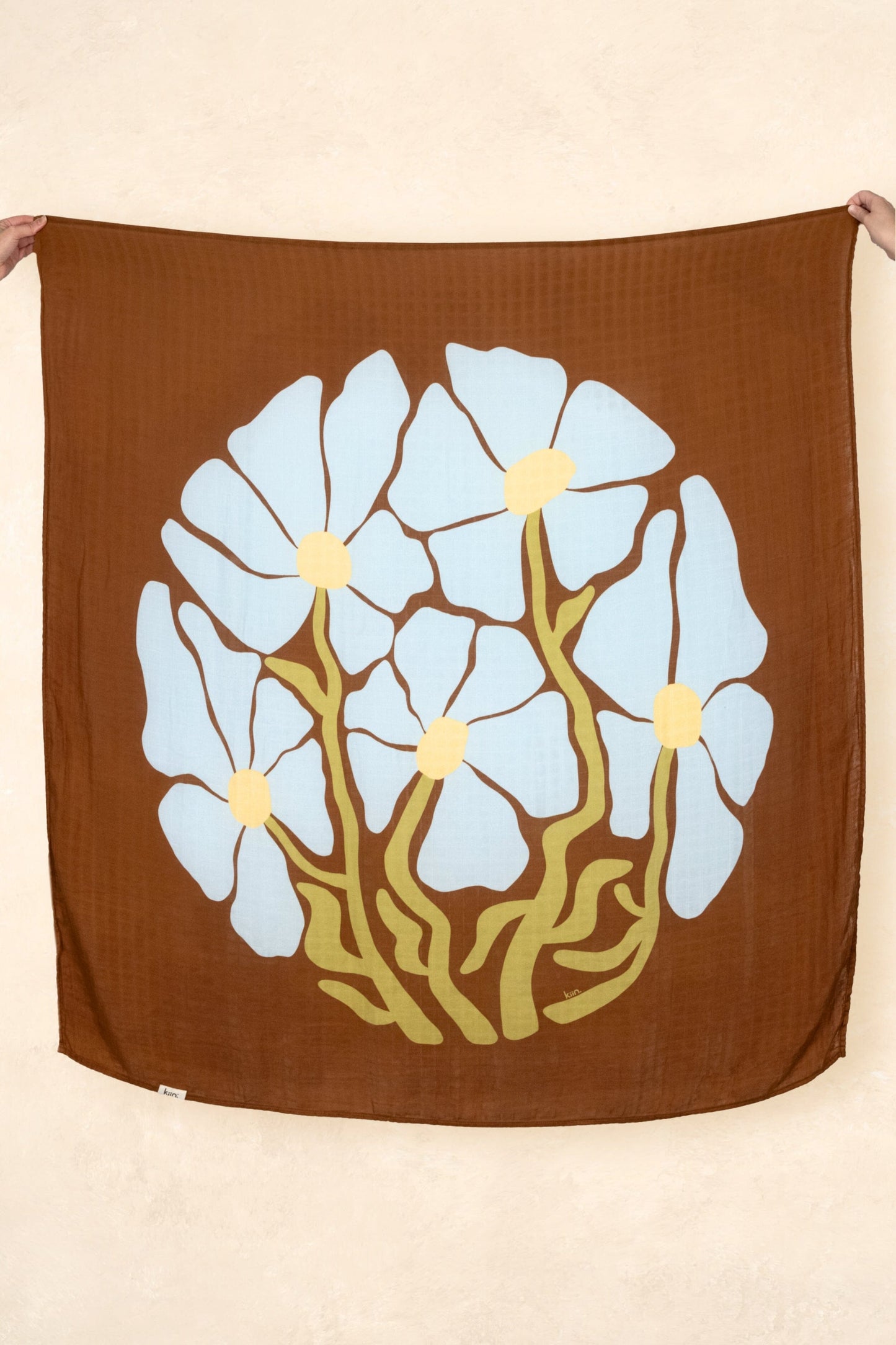 Organic Muslin Swaddle - Fleur (Limited Edition) Swaddles Kiin ® Fleur - Umber