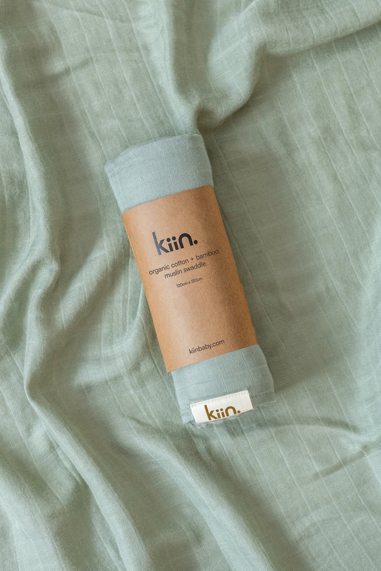 Organic muslin baby swaddle in sage green
soft newborn essential and baby shower gift.
Breathable organic cotton bamboo swaddle for hospital bags and newborn sleep.
