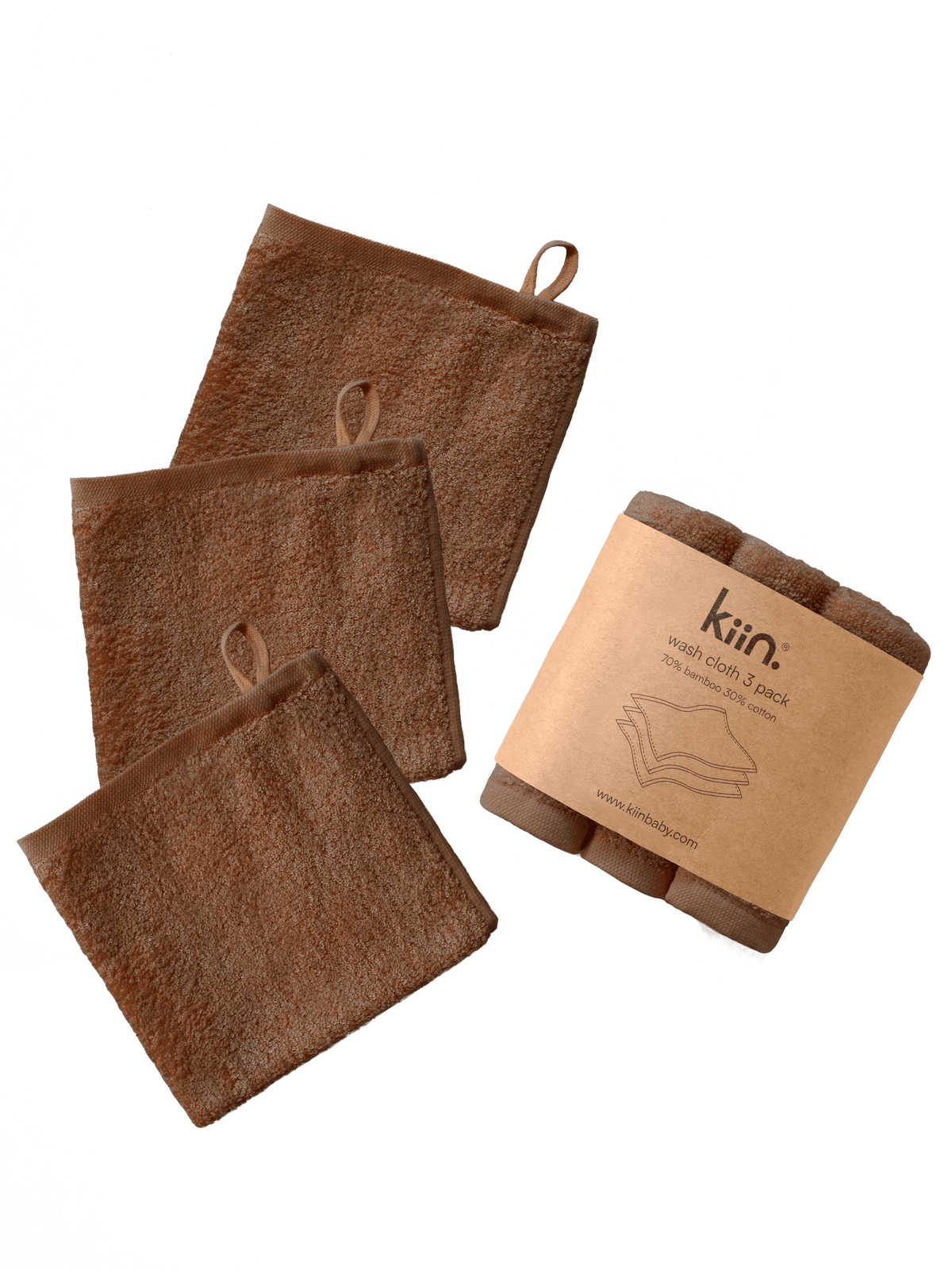 Wash Cloths 3 Pack - Chocolate Towels + Wash Cloths Kiin ®