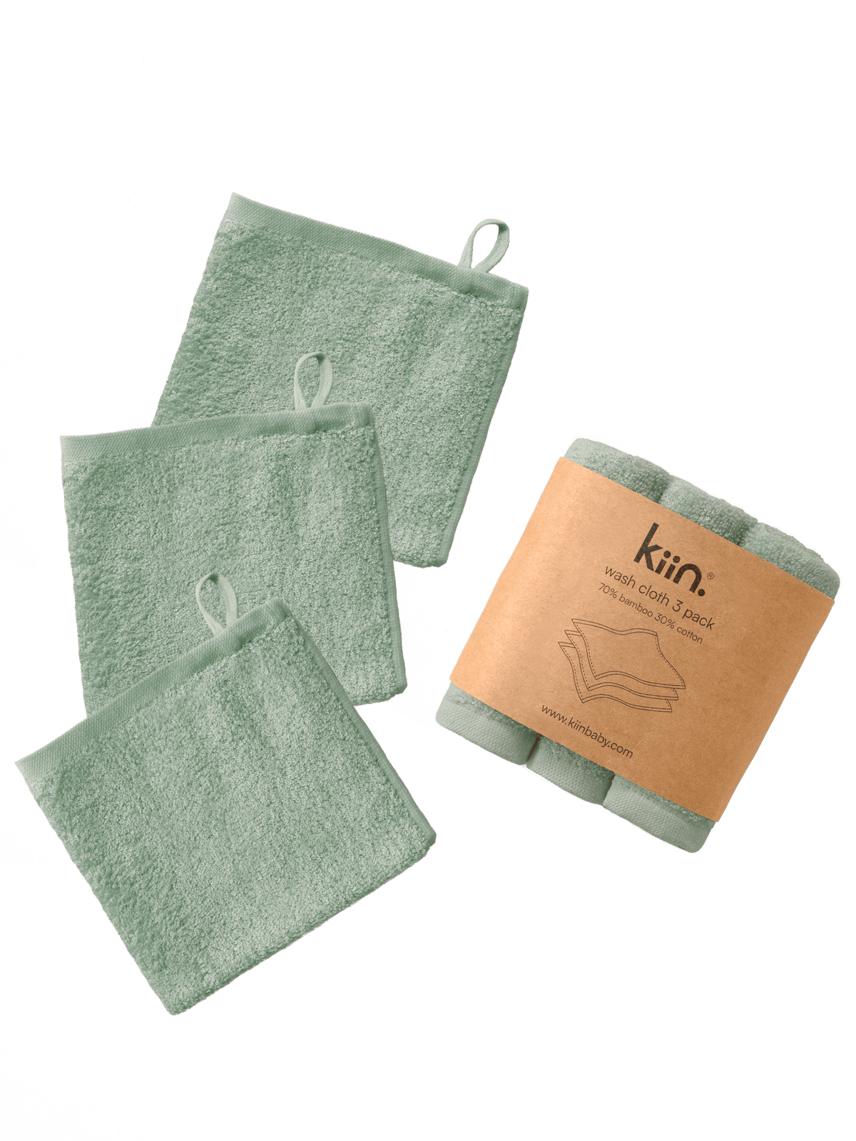 Wash Cloths 3 Pack - Sage Towels + Wash Cloths Kiin ®
