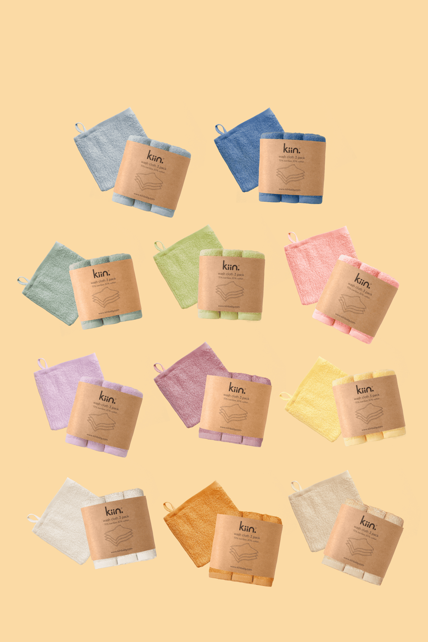 Wash Cloths 3 Pack Towels + Wash Cloths Kiin ®