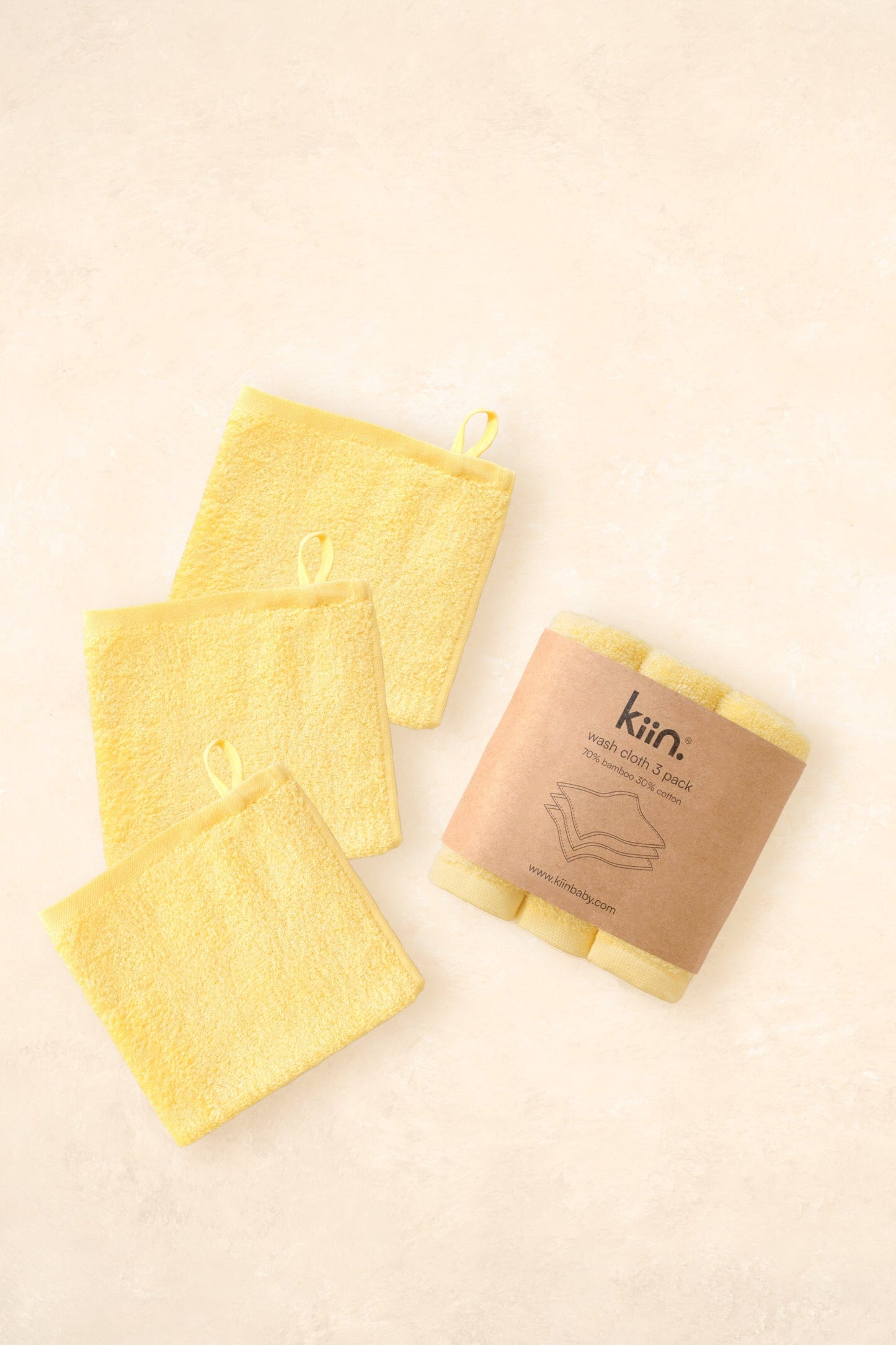 Wash Cloths 3 Pack Towels + Wash Cloths Kiin ® Buttercup
