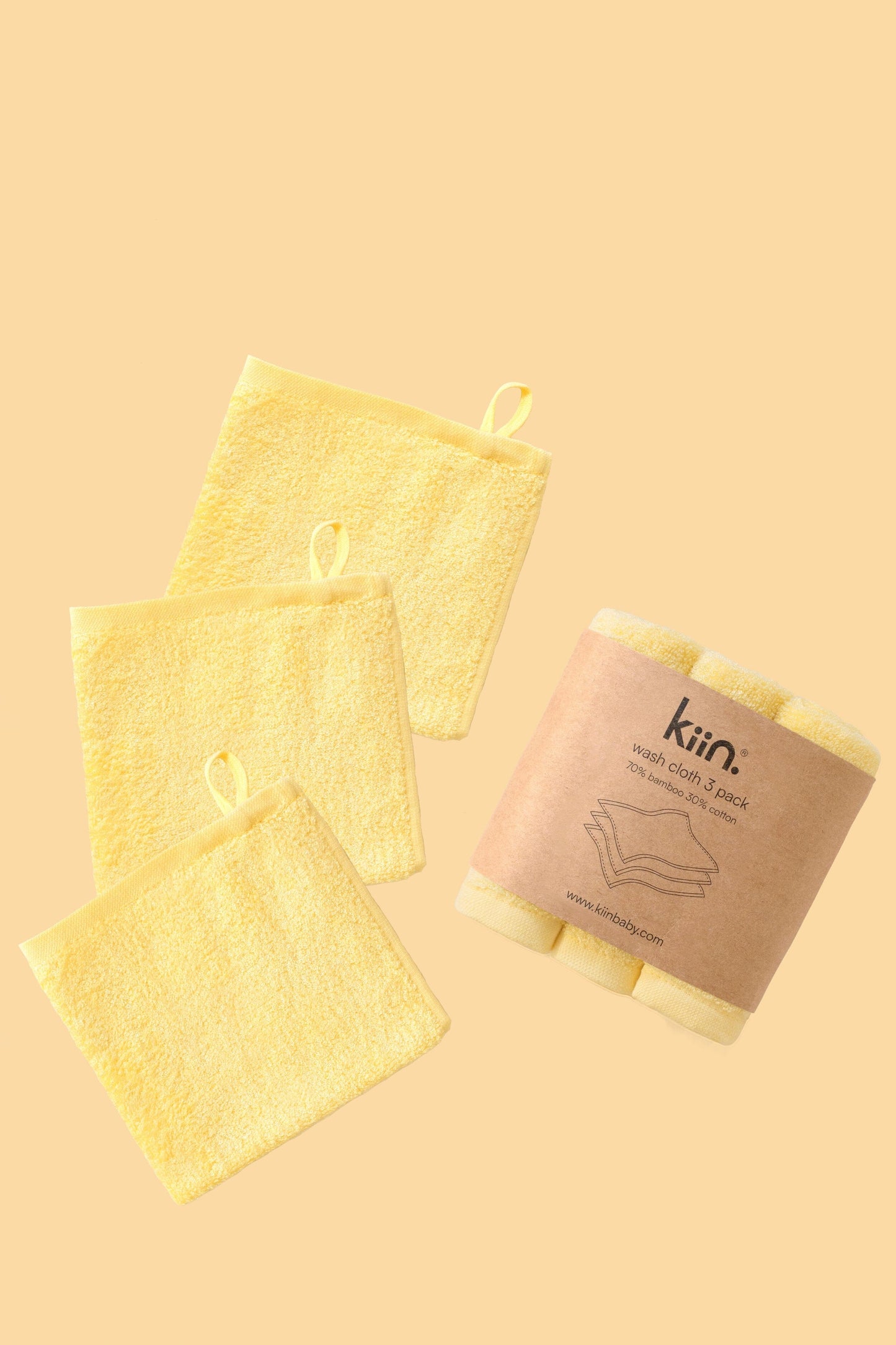 Wash Cloths 3 Pack Towels + Wash Cloths Kiin ® Buttercup