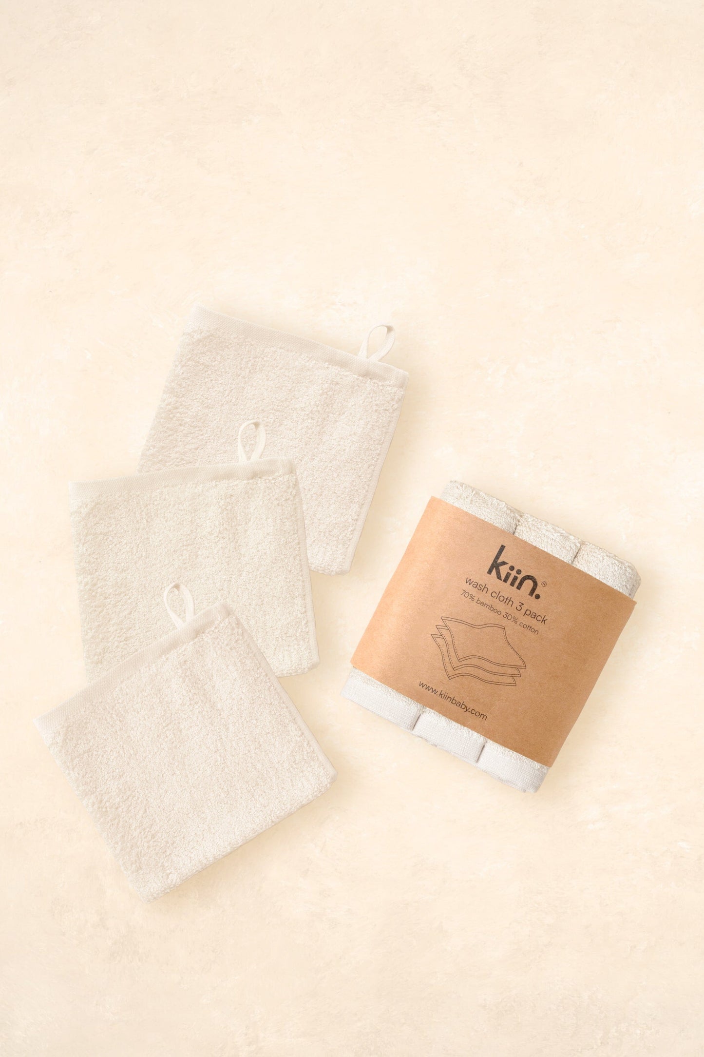 Wash Cloths 3 Pack Towels + Wash Cloths Kiin ® Ivory