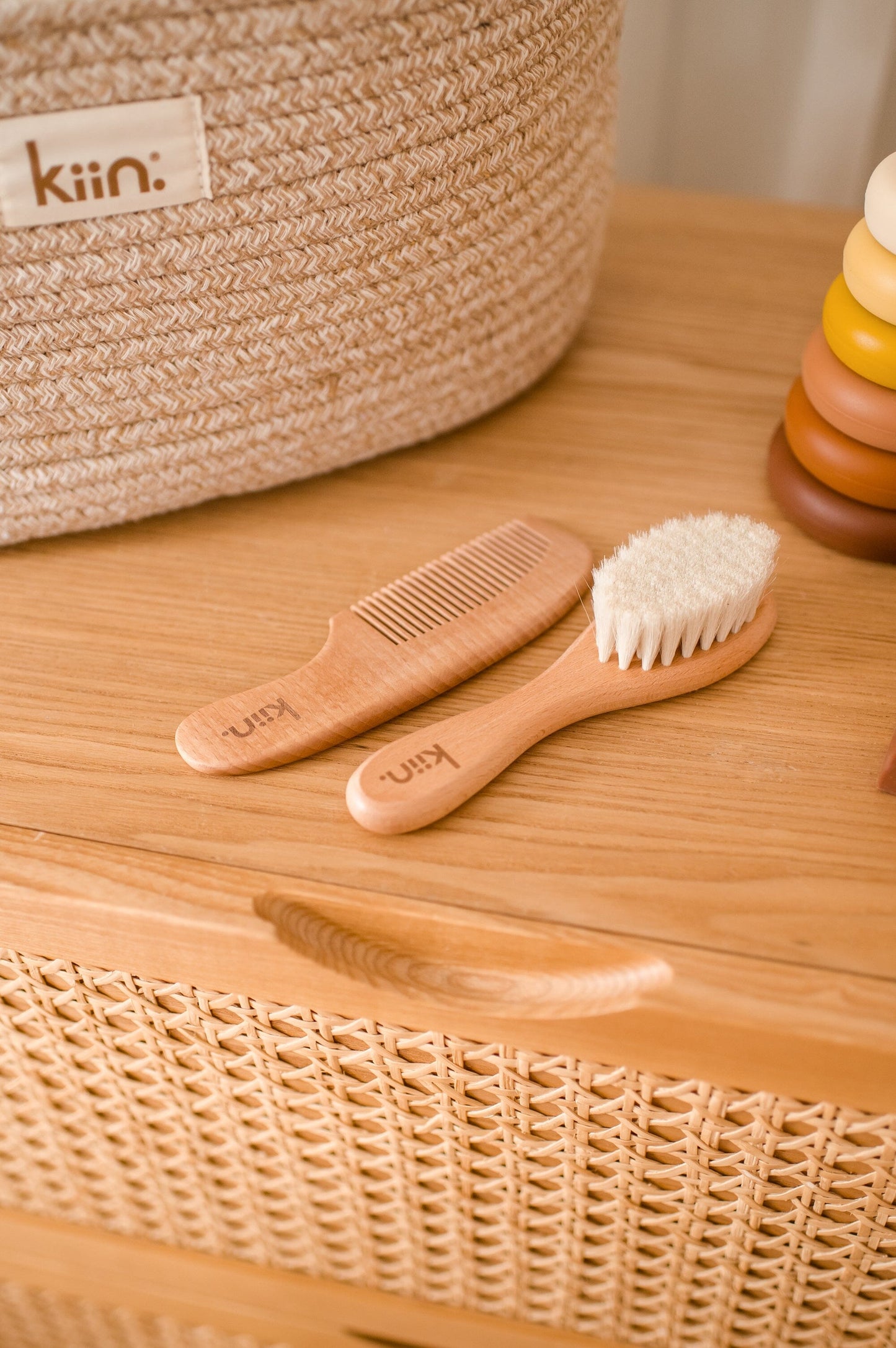 Wooden Baby Brush + Comb Set Bath Time Accessories Kiin ®