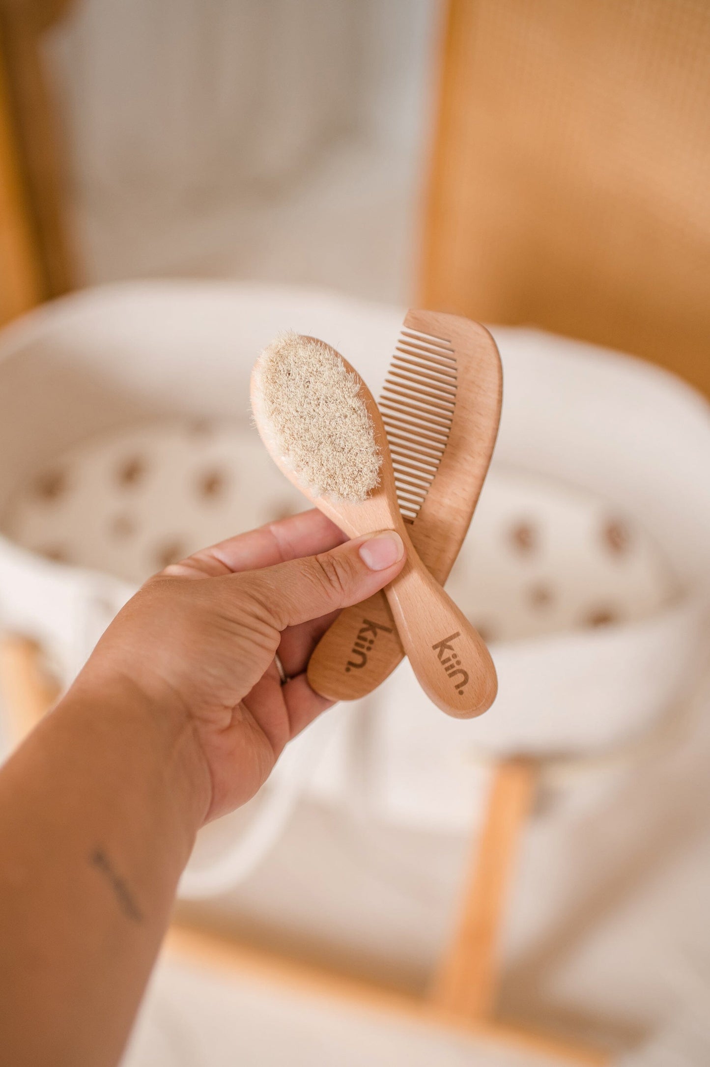 Wooden Baby Brush + Comb Set Bath Time Accessories Kiin ®