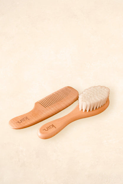 Wooden Baby Brush + Comb Set