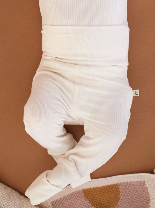 Bamboo Fold Down Leggings - Ivory Clothing Kiin ® 