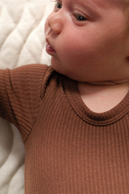 Bamboo Long Sleeve Bodysuit - Chocolate Clothing Kiin ® 