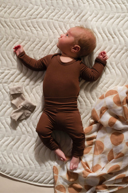 Bamboo Long Sleeve Bodysuit - Chocolate Clothing Kiin ® 