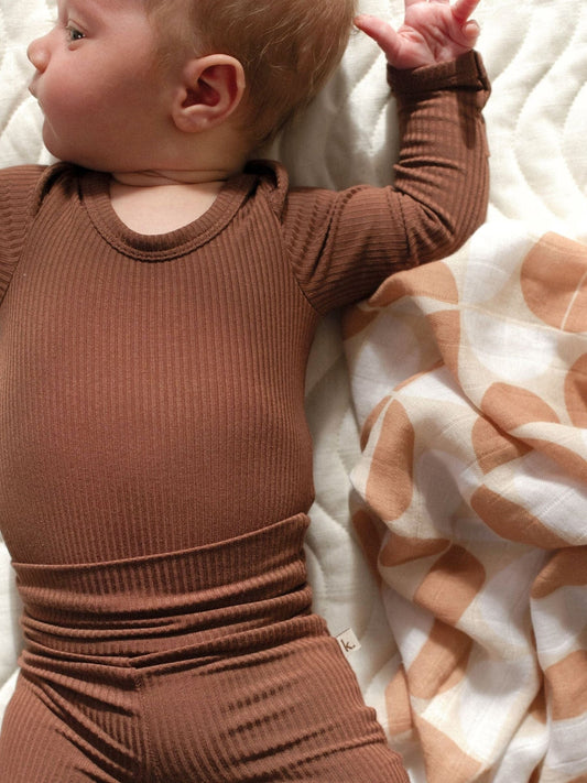 Bamboo Long Sleeve Bodysuit - Chocolate Clothing Kiin ® 