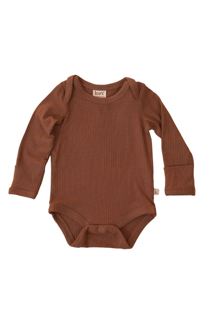 Bamboo Long Sleeve Bodysuit - Chocolate Clothing Kiin ® 