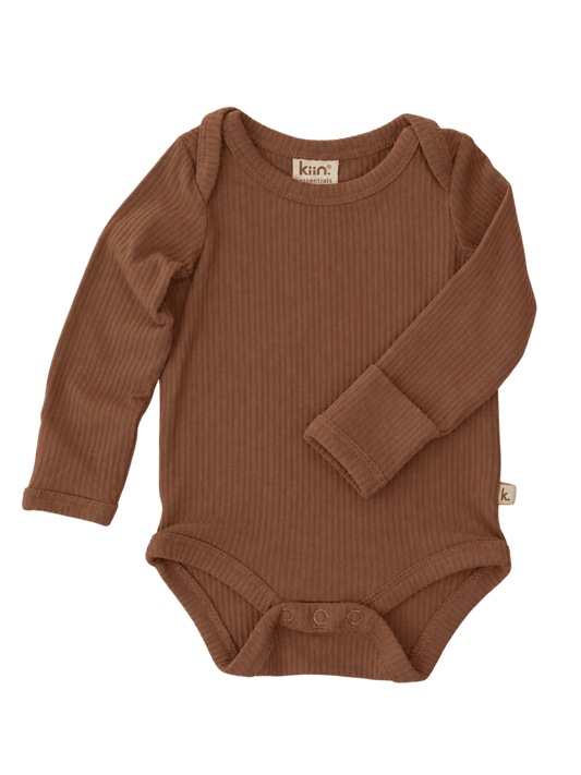 Bamboo Long Sleeve Bodysuit - Chocolate Clothing Kiin ® 