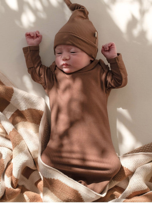Bamboo Newborn Gown - Chocolate Clothing Kiin ® 