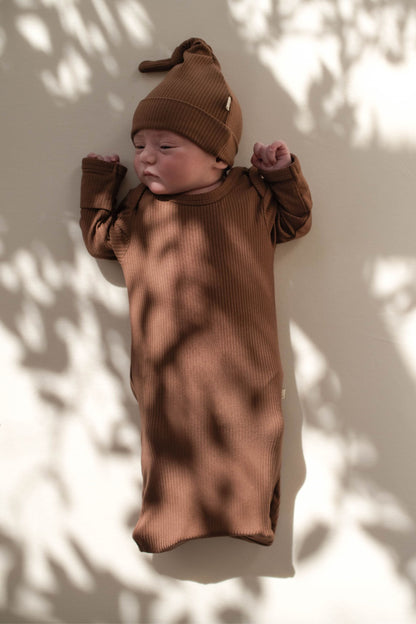 Bamboo Newborn Gown - Chocolate Clothing Kiin ® 