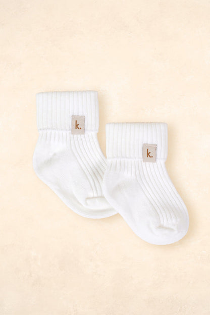 Cotton Ribbed Baby Socks Clothing Kiin ® Ivory 0 - 6 Months 