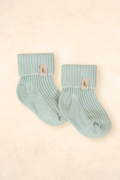 Cotton Ribbed Baby Socks Clothing Kiin ® Sage 0 - 6 Months 