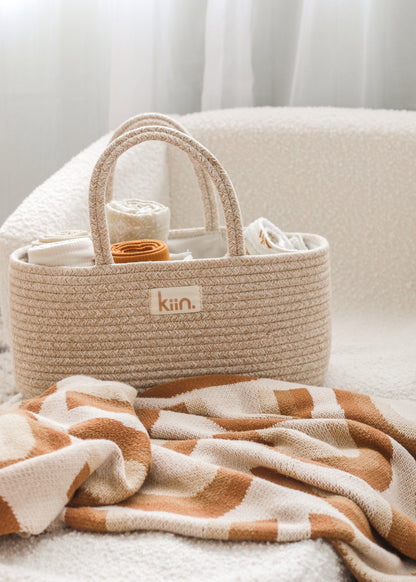 Cotton Rope Nappy Caddy Organiser Baby Baskets Kiin Baby 
