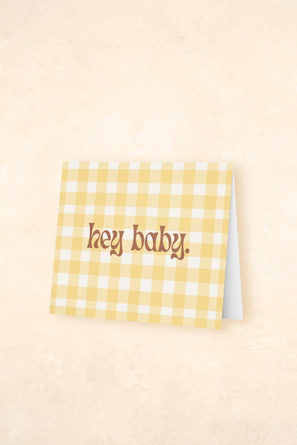 Greeting Card Gifts Kiin ® Hey Baby (Yellow Gingham) 