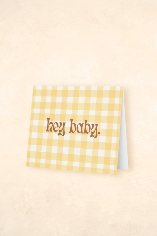 Greeting Card Gifts Kiin ® Hey Baby (Yellow Gingham) 