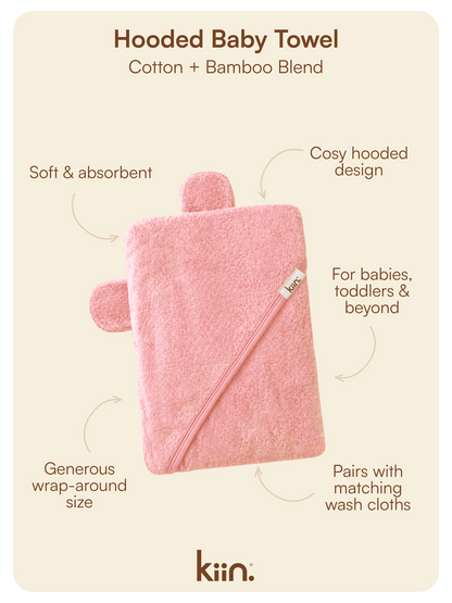 Hooded Towel - Peony Towels + Wash Cloths Kiin ® 