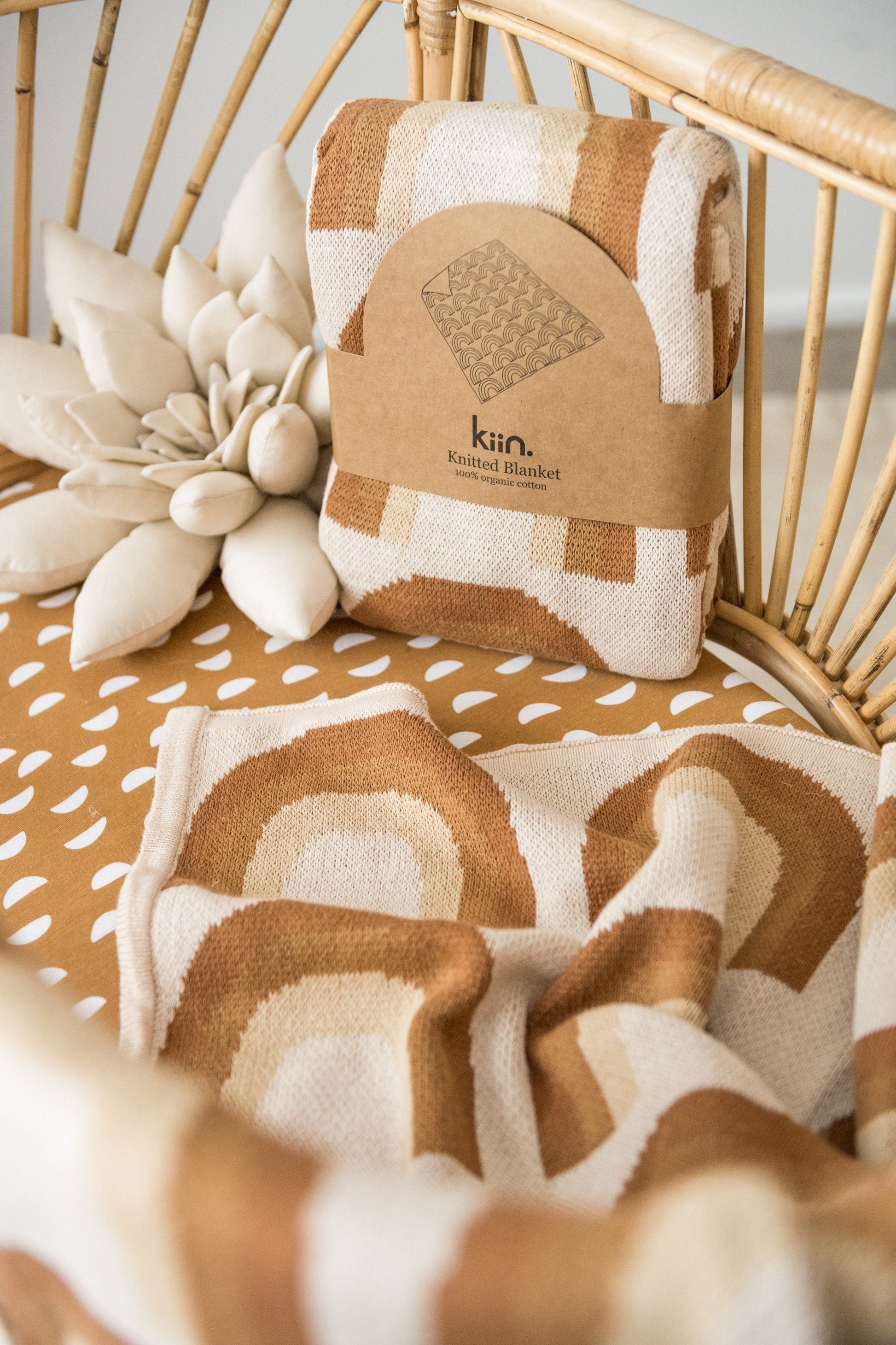 Organic Cotton Knitted Rainbow Blanket Blanket Kiin Baby 