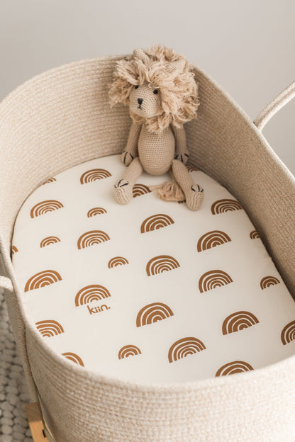 Organic Moses/Pram Sheets Sheets Kiin Baby RAINBOW Ivory + Umber 