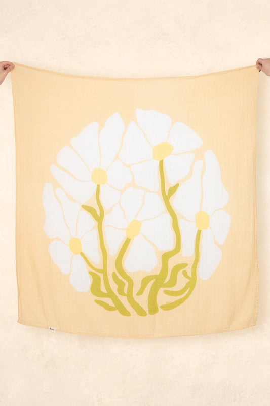 Organic Muslin Swaddle - Fleur (Limited Edition) Swaddles Kiin ® Fleur - Warm Oat 