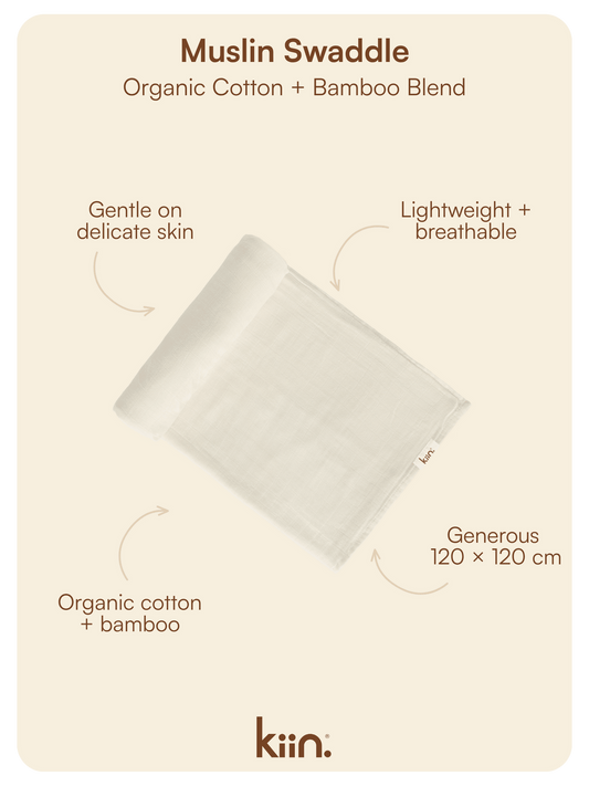 Organic Muslin Swaddle - Ivory Swaddles Kiin ® 