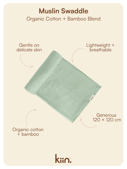 Organic Muslin Swaddle - Sage Swaddles Kiin ® 