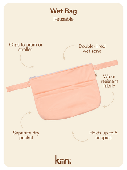 Reusable Wet Bag - Peach Sunset Nappies + Nappy Bags Kiin ® 
