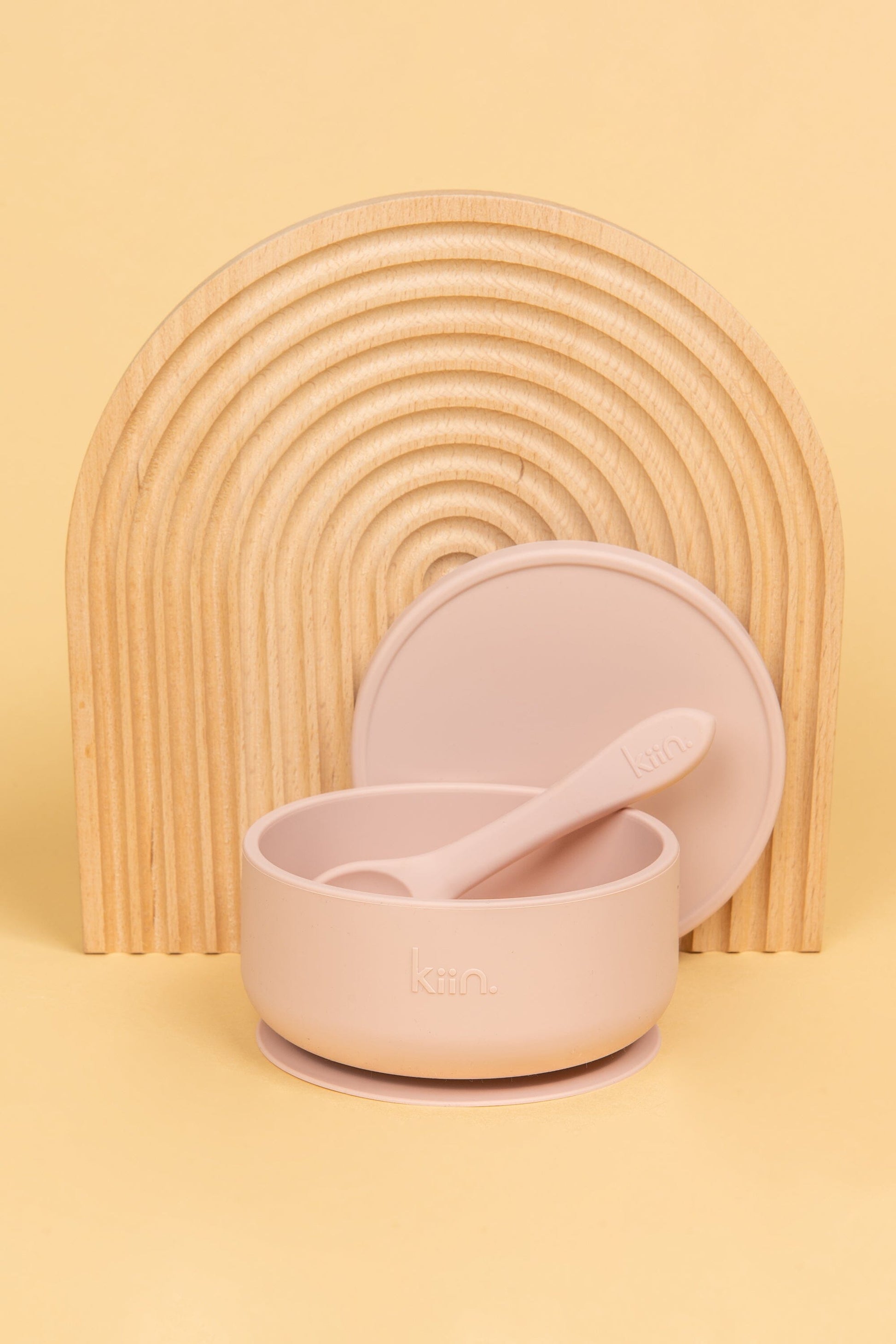 Silicone Suction Bowl with lid + Spoon Set Bibs + Tableware Kiin ® Blossom 