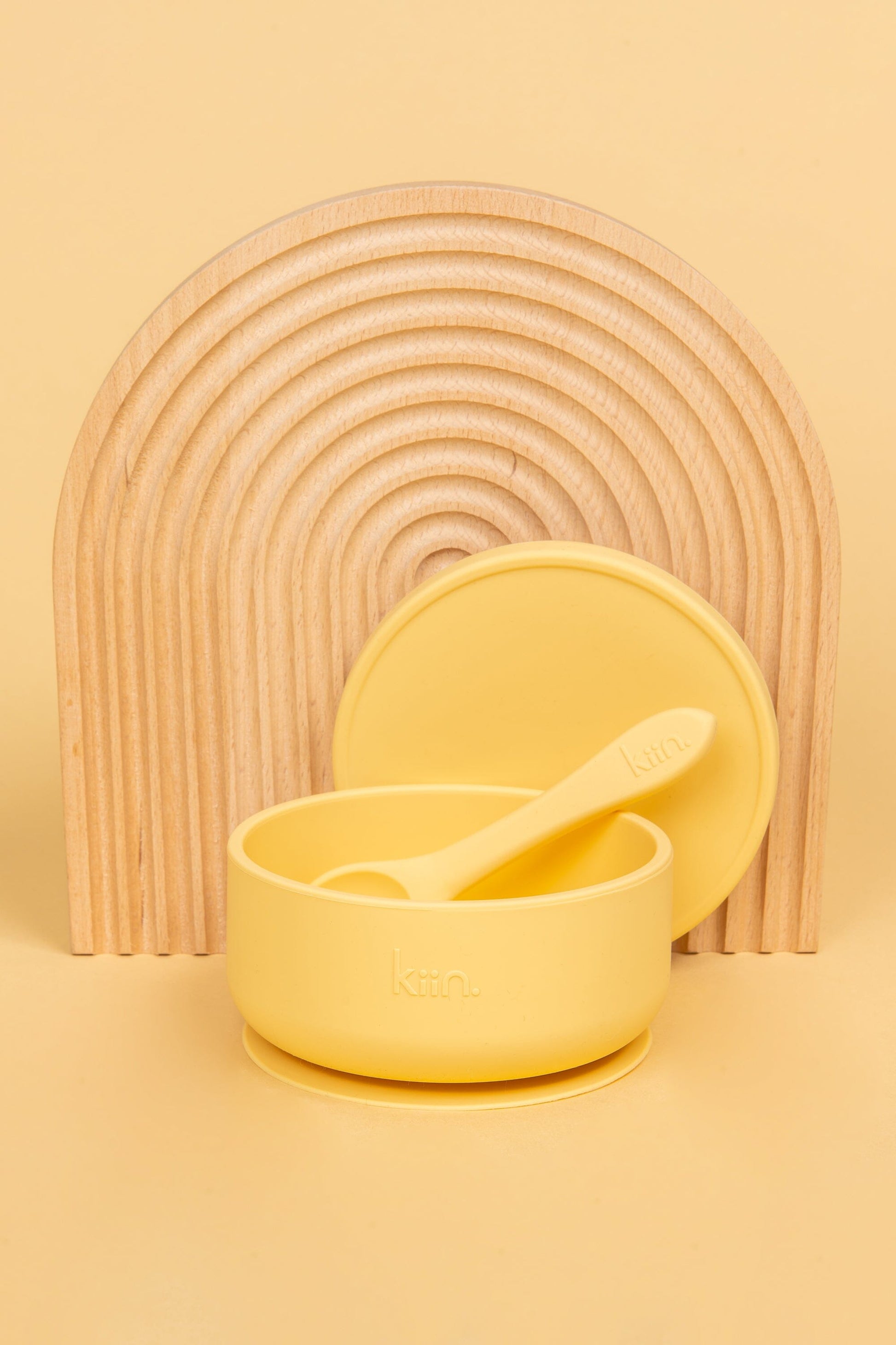 Silicone Suction Bowl with lid + Spoon Set Bibs + Tableware Kiin ® Buttercup 