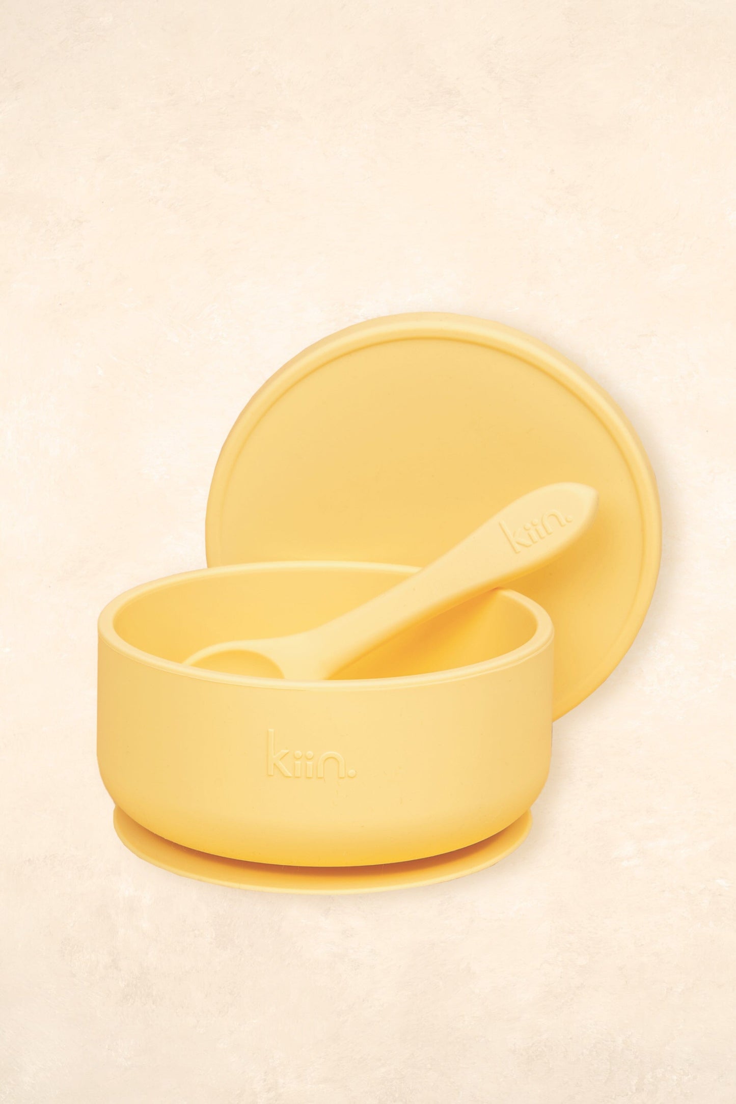 Silicone Suction Bowl with lid + Spoon Set - Outlet Bibs + Tableware Kiin ® Buttercup 