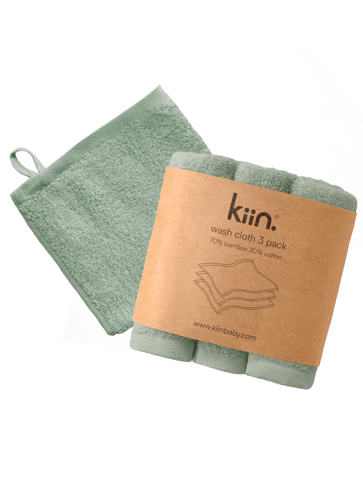Wash Cloths 3 Pack - Sage Towels + Wash Cloths Kiin ® 